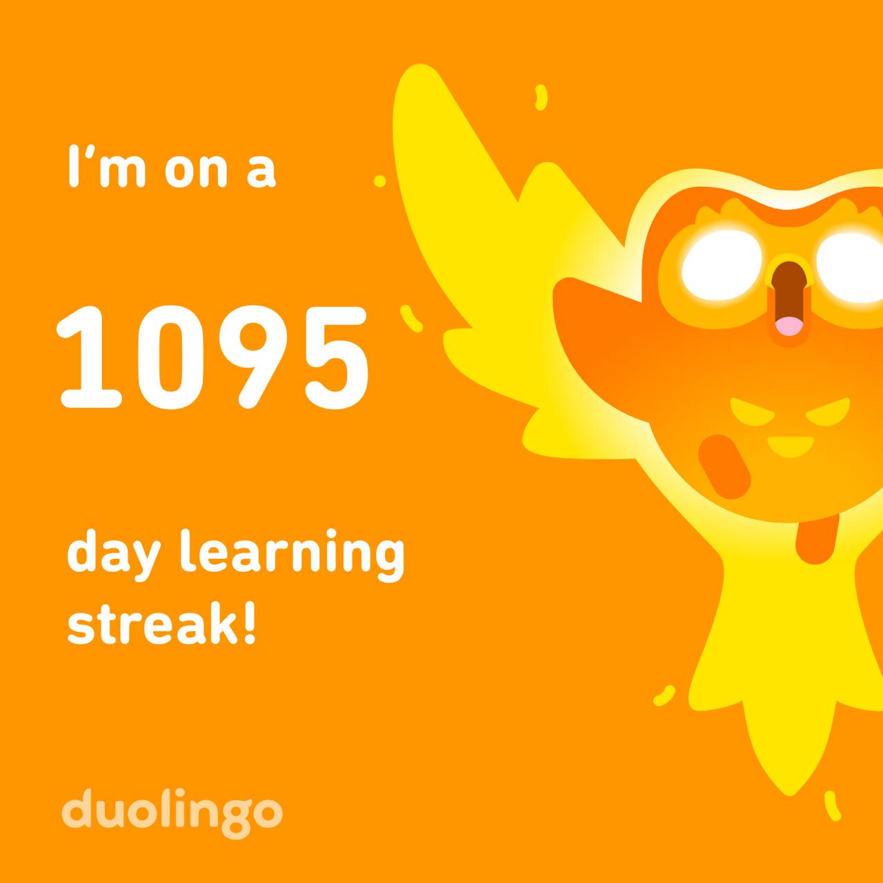 Minha ofensiva de 1095 dias no Duolingo